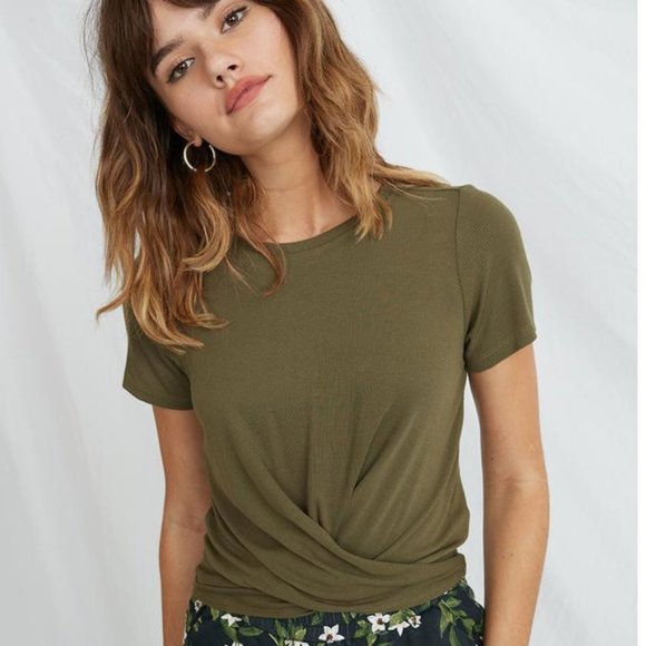 Marine Layer Tops - marine layer brielle front twist top dusty olive L